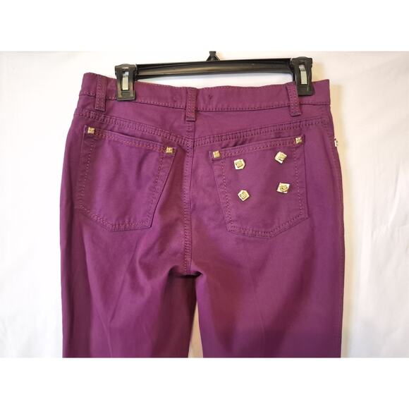 Vintage Roberto Cavalli Dark Purple Designer Straight Leg Jeans 28 X 35 Studded - Picture 5 of 5